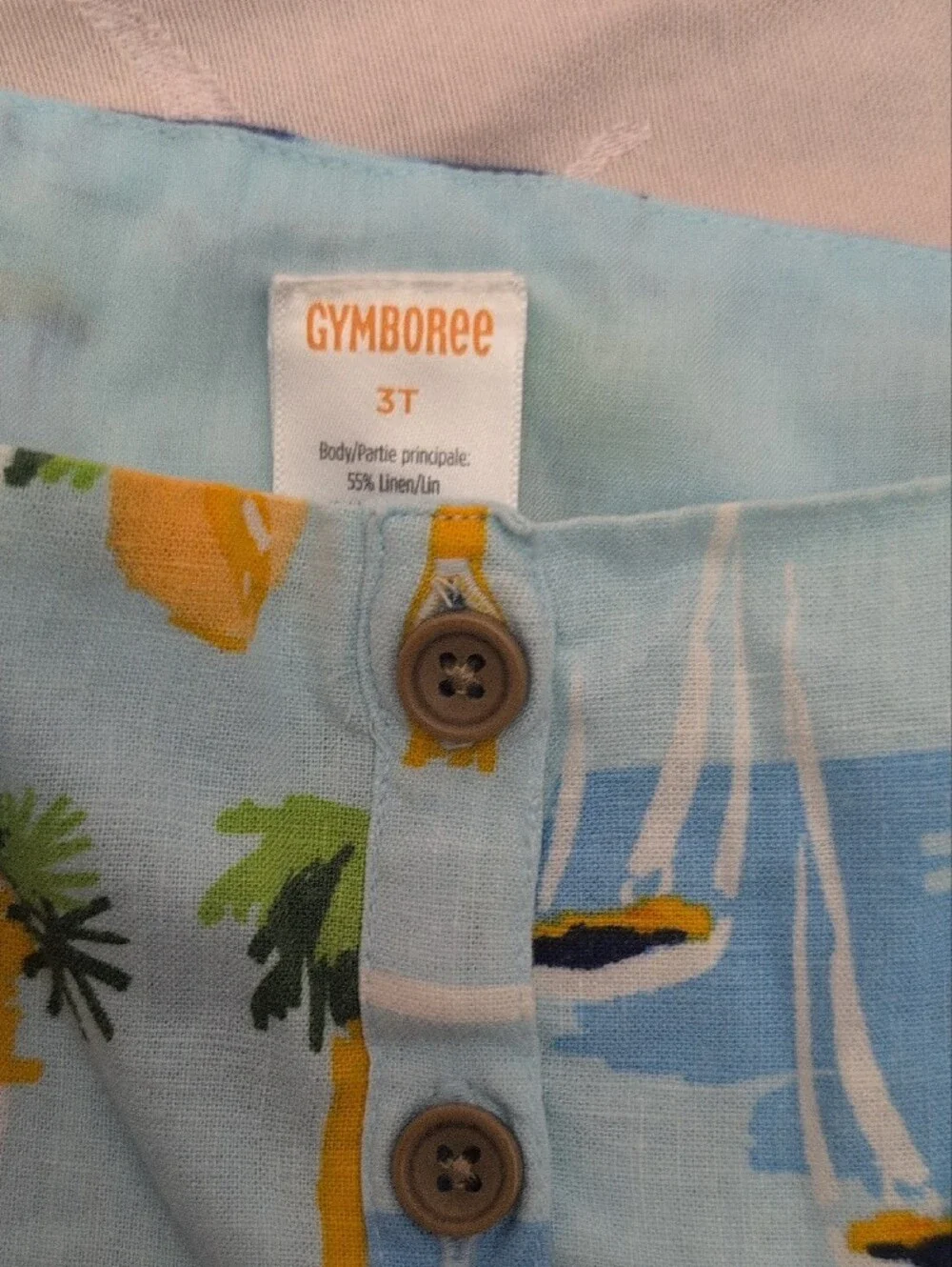 Gymboree Pale Blue Lemon & Palm Button-Front Dress